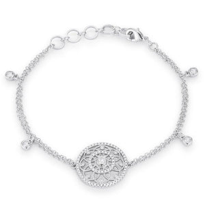 .5 Ct Rhodium Bracelet with Interlocking Circles and CZ