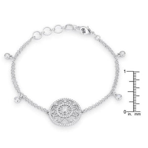 .5 Ct Rhodium Bracelet with Interlocking Circles and CZ