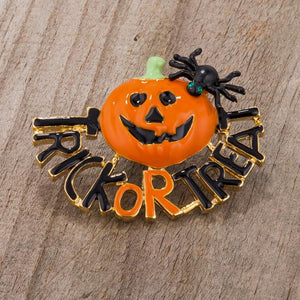 Jack-O-Lantern Brooch With Crystals