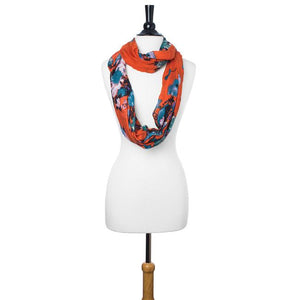 Orange Aria Floral Infinity Scarf