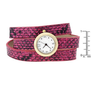 Pink Snakeskin Wrap Watch