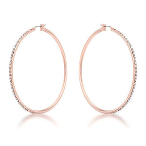 Large Rosegold Hoop Earrings with Crystals