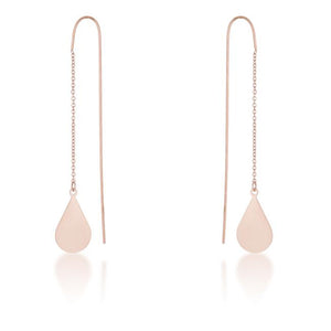 Chloe Rose Gold Stainless Steel Teardrop Threaded Drop Earrings