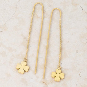 Patricia Gold Stainless Steel Clover Threaded Drop Earrings