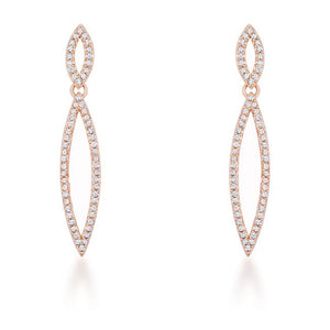 Sara 1.2ct CZ Rose Gold Delicate Double Teardrop Drop Earrings