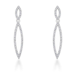 Sara 1.2ct CZ Rhodium Delicate Double Teardrop Drop Earrings