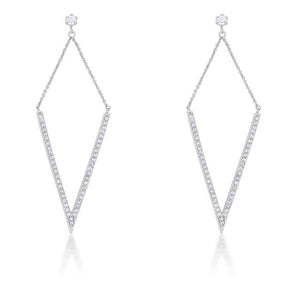 Michelle 1.2ct CZ Rhodium Delicate Pointed Drop Earrings