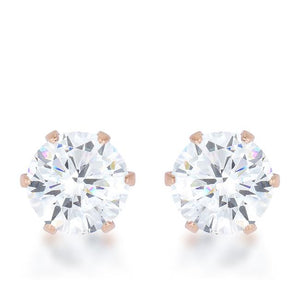 Reign 3.4ct CZ Rose Gold Stainless Steel Stud Earrings