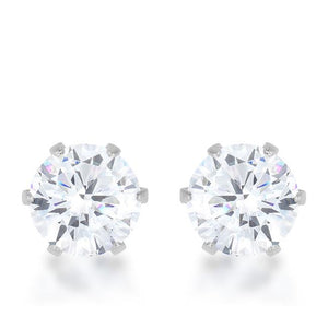 Reign 3.4ct CZ Rhodium Stainless Steel Stud Earrings