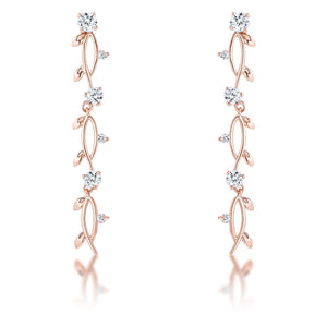 1.1Ct Vine Design Rose Gold Plated Earrings