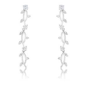 1.1Ct Vine Design Rhodium Earrings