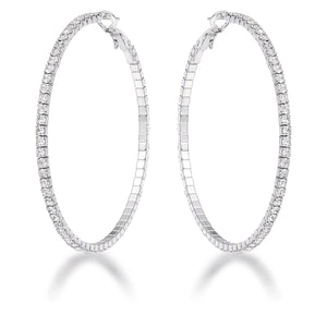 3.85Ct Silvertone Cup Chain Hoop Earrings