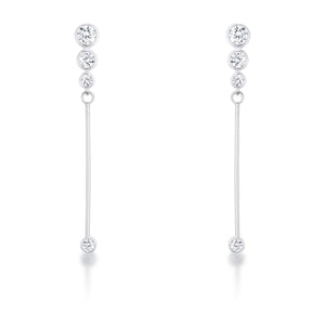 1.2Ct Graduated Rhodium Plated Drop Cubic Zirconia Earrings.