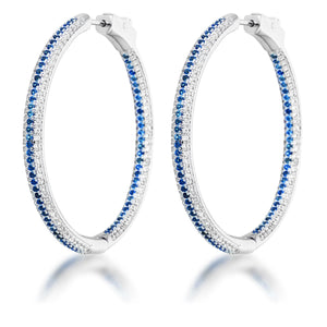 Sapphire Blue CZ Micro Pave Hoops