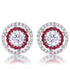 Ruby Red Cubic Zirconia Halo Earrings