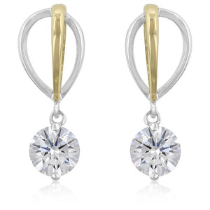 Two-tone Finish Cubic Zirconia Drop Earrings