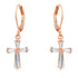 Rose Gold Plated CZ Cross Drop Earrings