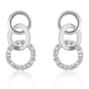 Rhodium Plated Finish Triplet Hooplet Earrings