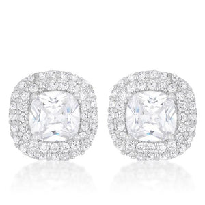 Cushion Pave Stud Earrings