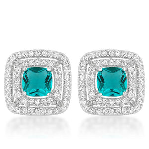 Aqua Halo Stud Earrings