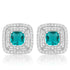 Aqua Halo Stud Earrings