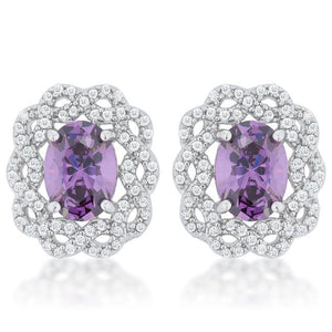 Amethyst Oval Stud Earrings