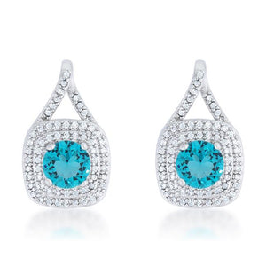 Christal 2.3ct Aqua CZ Rhodium Classic Drop Earrings