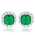 Liz 2ct Emerald CZ Rhodium Classic Cushion Stud Earrings