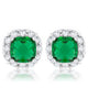 Liz 2ct Emerald CZ Rhodium Classic Cushion Stud Earrings