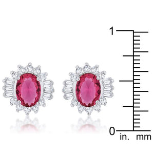 Chrisalee 3.3ct Ruby CZ Rhodium Classic Stud Earrings