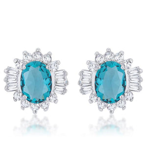 Chrisalee 3.3ct Aqua CZ Rhodium Classic Stud Earrings