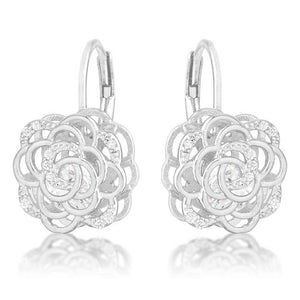 Maya 1.5ct CZ Rhodium Rose Drop Earrings