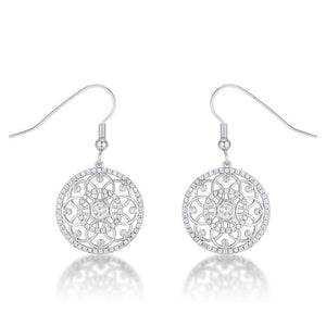 .95 Ct Interlocking Circle Rhodium and CZ Earrings