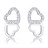 .17 Ct Melded Hearts Rhodium and CZ Stud Earrings