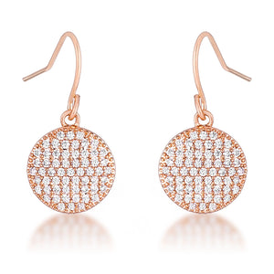 .6 Ct Elegant CZ Rose Gold Plated Disk Earrings