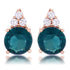 Simple Rose Gold Plated 9mm Blue Green CZ Stud Earring