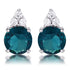 Simple Rhodium Plated 9mm Blue Green CZ Stud Earring