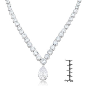 Bejeweled Cubic Zirconia Pear Drop Necklace