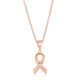 18k Rose Gold Plated Heart Filigree Breast Cancer Awareness Ribbon Pendant