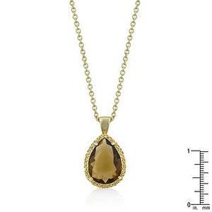 Yellow Cubic Zirconia Teardrop Pendant