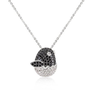 Black and White Cubic Zirconia Baby Bird Pendant