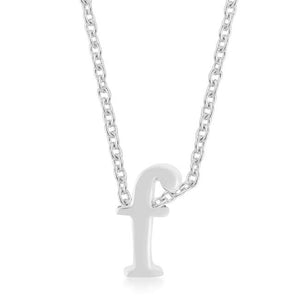 Rhodium Plated Finish Initial F Pendant