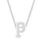 Rhodium Plated Finish Initial P Pendant