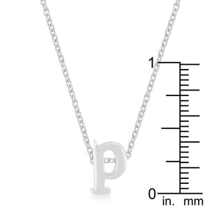 Rhodium Plated Finish Initial P Pendant