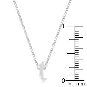 Rhodium Plated Finish Initial T Pendant