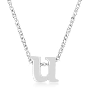 Rhodium Plated Finish Initial U Pendant