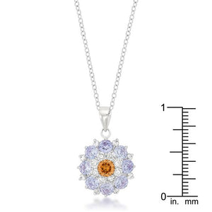 Rhodium Plated Cubic Zirconia Cluster Circle Pendant