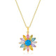 Goldtone Colorful Flower Pendant