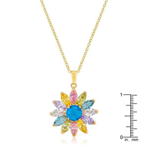 Goldtone Colorful Flower Pendant