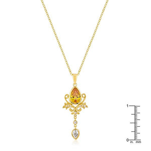 Golden Elegant Teardrop Crest Pendant